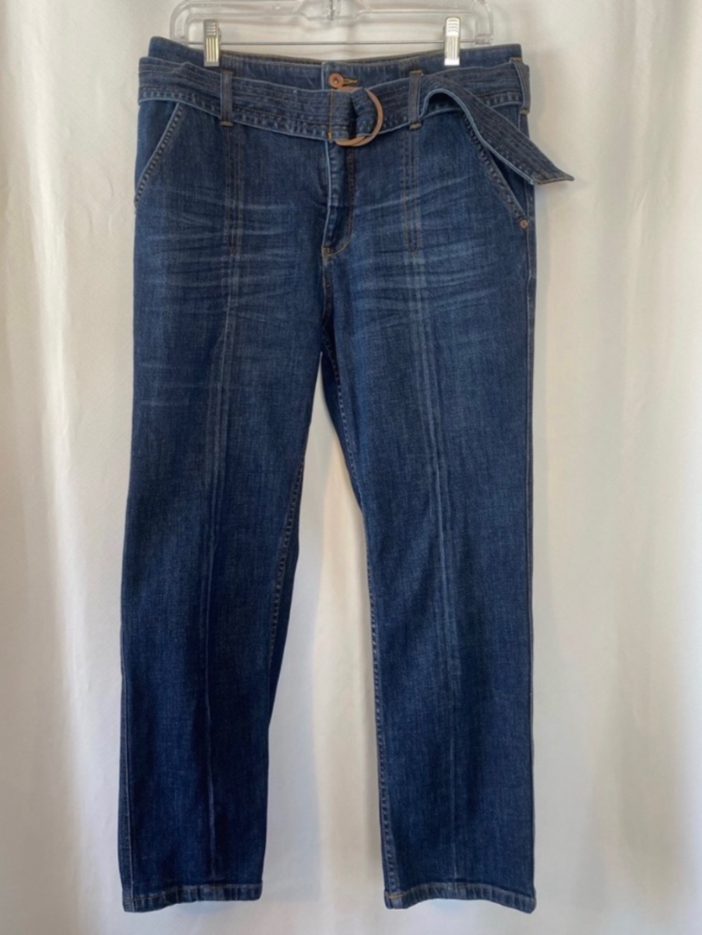 Pilcro by ANTHROPOLOGIE Straight Leg Ankle Length Belted Jeans